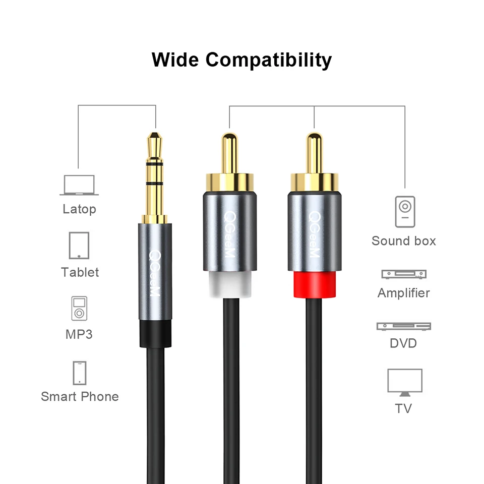 QGeeM RCA Cable 2RCA to 3.5 Au - đánh giá và giá Home Cinema Tv