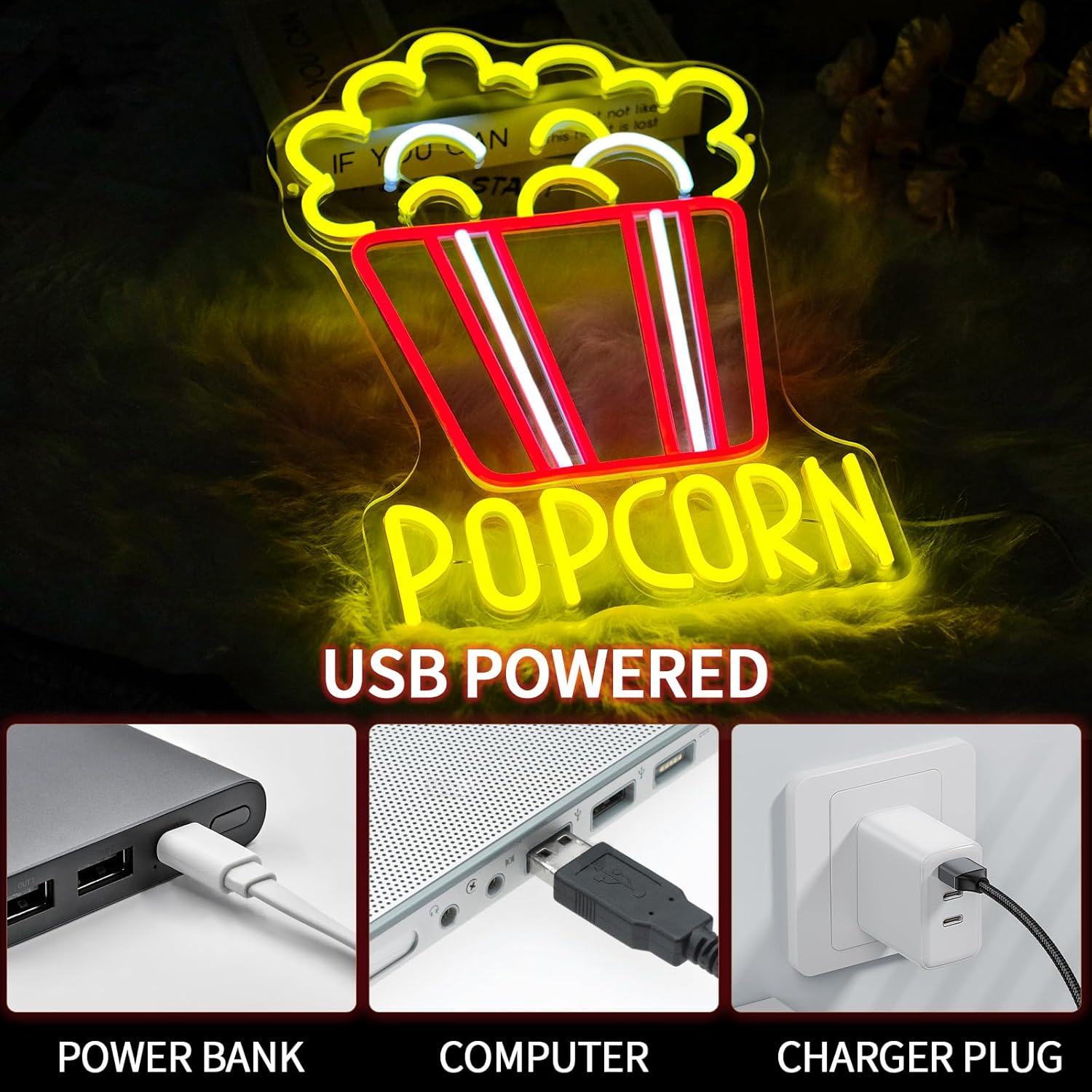 Popcorn Neon Sign Dimmable Foo - đánh giá và giá Home Cinema Food