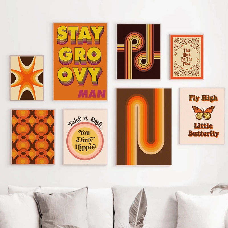 Retro 70s Hippie Art Print Vin - đánh giá và giá Home Cinema Wall Art